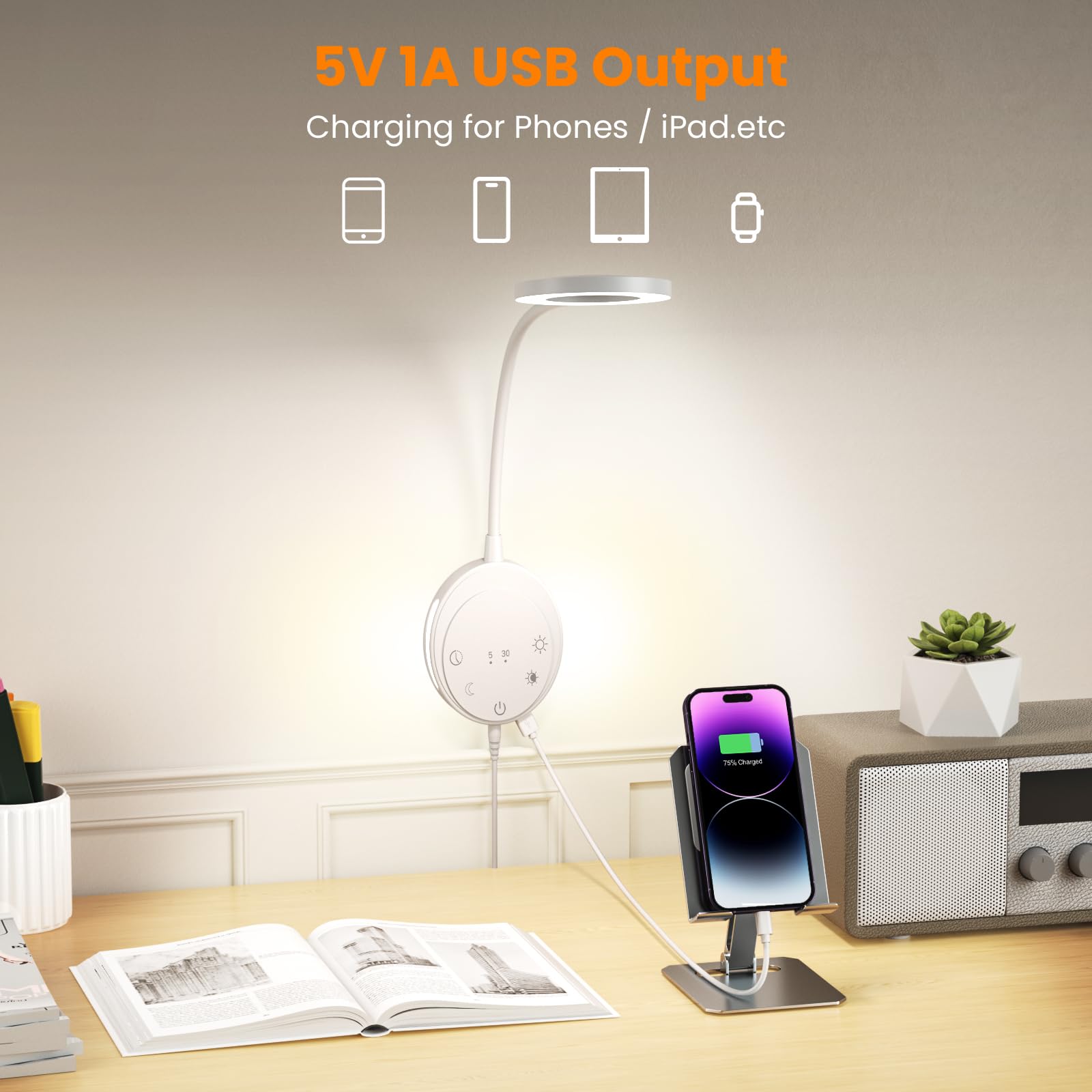 NoeiiT bedside headboard lights displaying 5 color temperatures for mood control