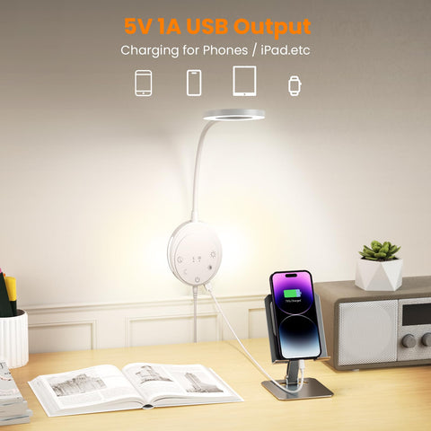 NoeiiT bedside reading light showing five color temperatures for adaptable ambiance
