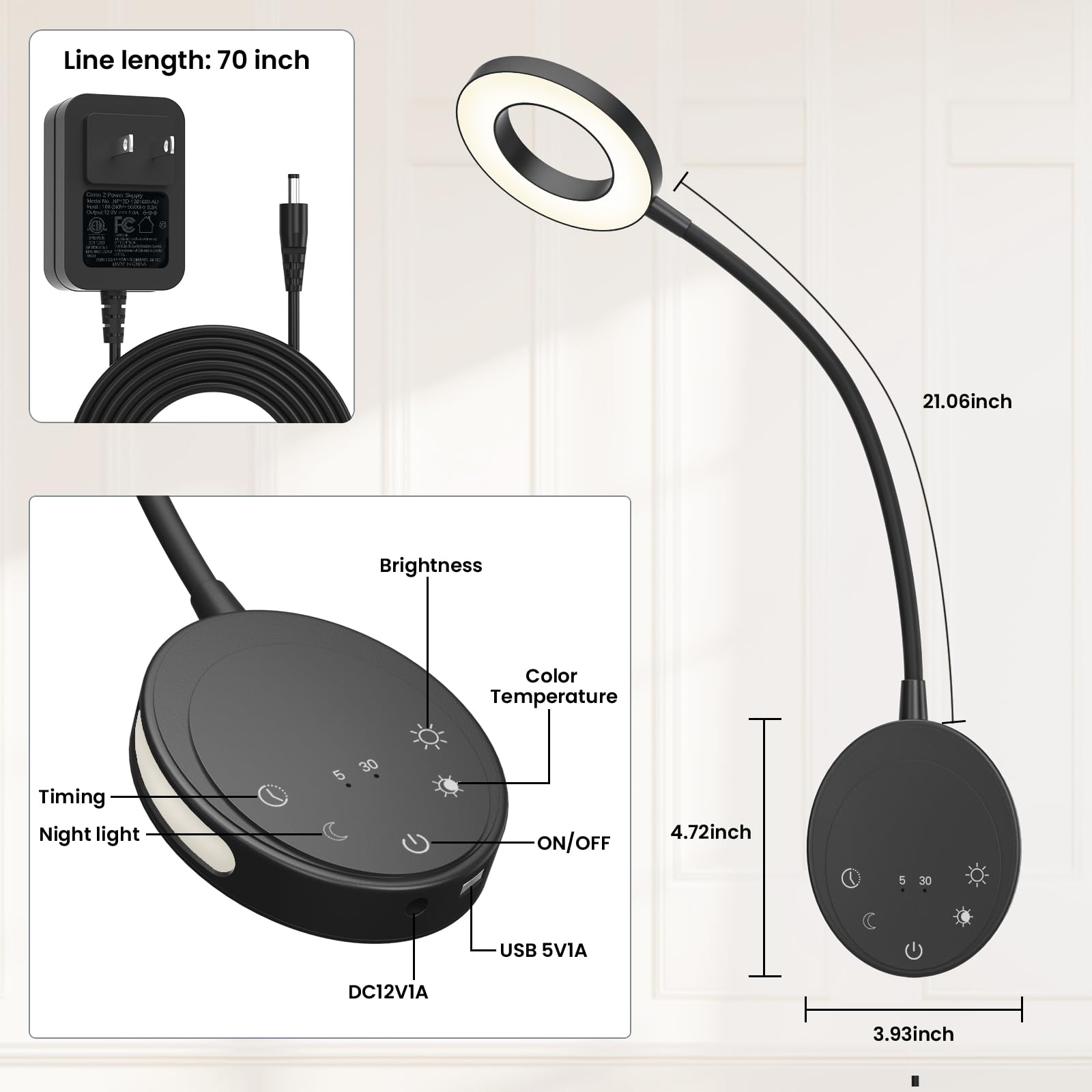 NoeiiT two-pack bedside lamp adds focused reading light to bedrooms