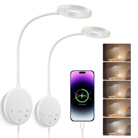 NoeiiT wall mounted reading light with a 360-degree gooseneck for precise bed reading