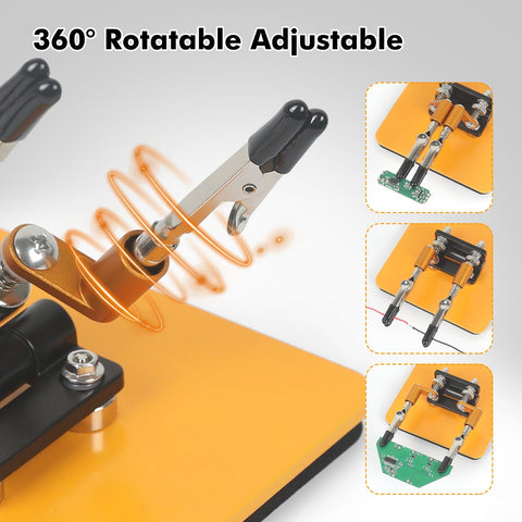 NOEVSBIG 360-degree arms allow quick reach to tiny components during electronics work.