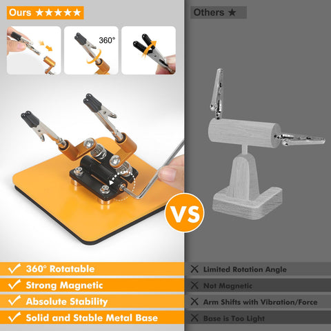 NOEVSBIG four flexible magnetic arms offer 360° rotation for versatile positioning.