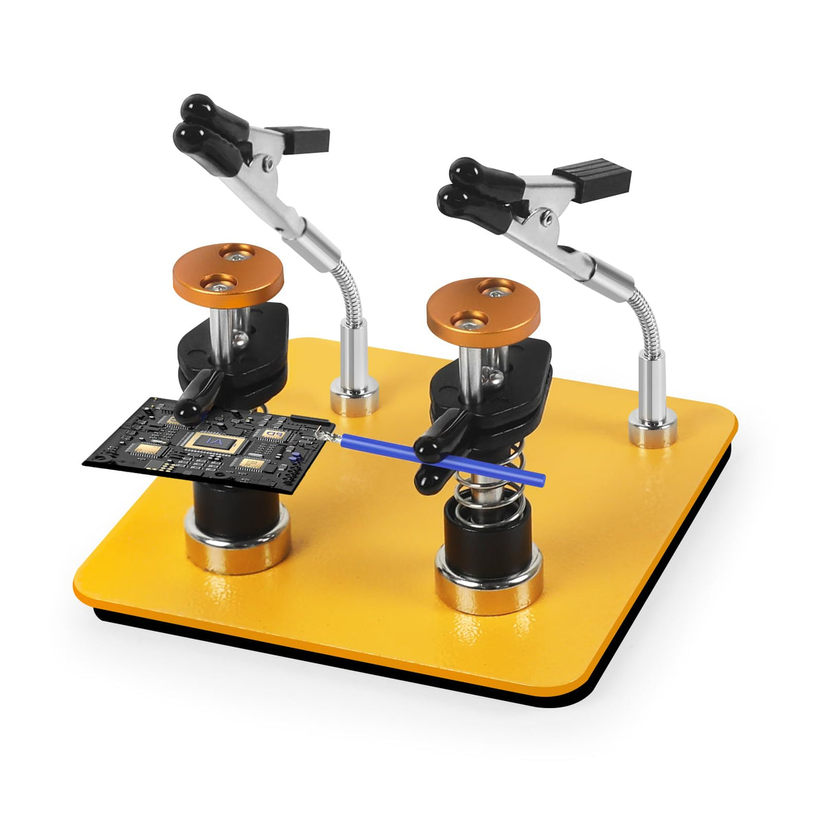 NOEVSBIG Helping Hands clamp holds PCB and wires for precise soldering sessions