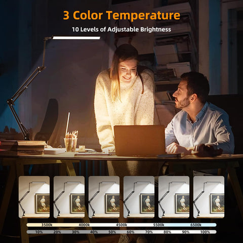 NOEVSBIG desk lamp offers 3 color temps and adjustable brightness.