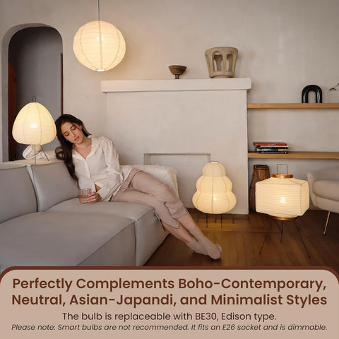 Nogy Akari floor lamp with washi paper shade showcasing elegant Japanese design