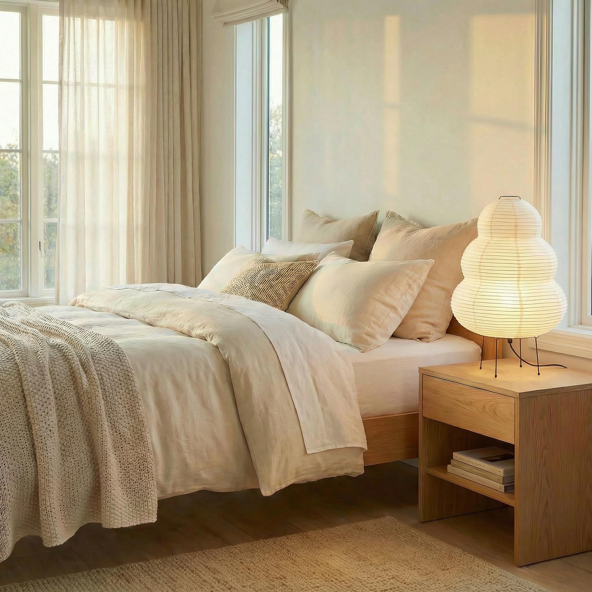 Nogy Akari minimalist desk ambient lamp providing soft task lighting.