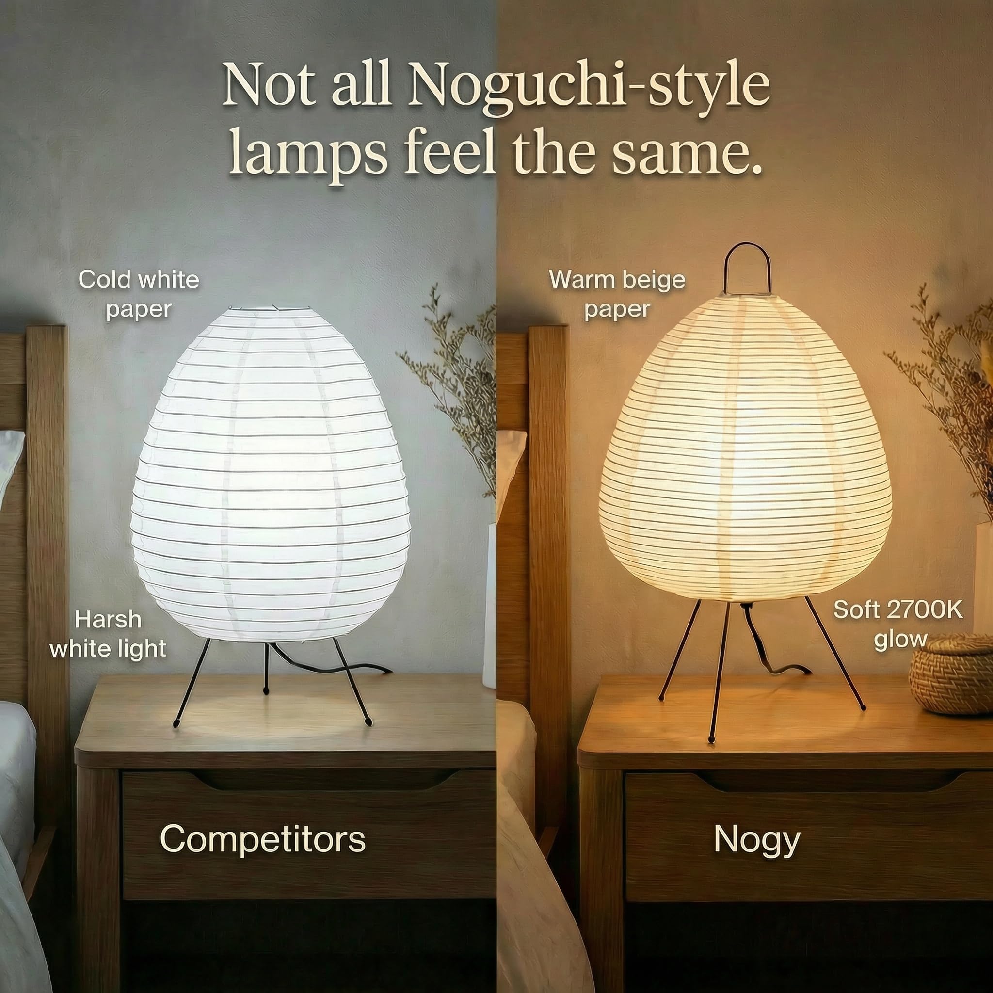 Nogy Japanese washi paper shade close-up with gentle light for serene evenings.