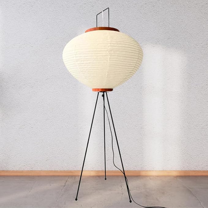 Nogy Noguchi Akari lamp with warm 3000K glow for cozy living rooms.