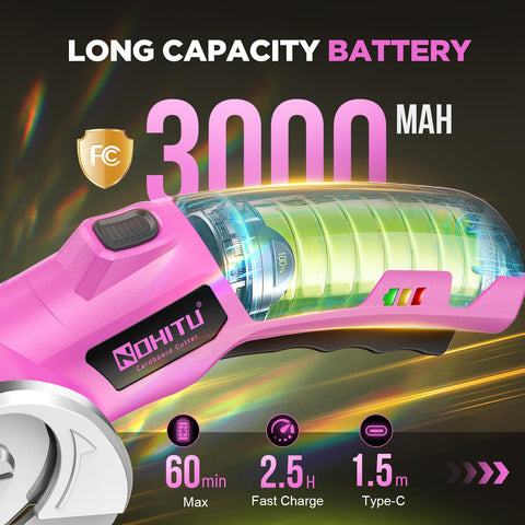 Nohitu cordless scissors battery indicator shows charge level at a glance
