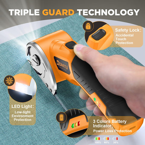 Nohitu cordless scissors cut fabric with 4V power and a sharp blade