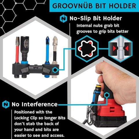 Nöhlster clip securely attached for hands-free climbing between tasks.