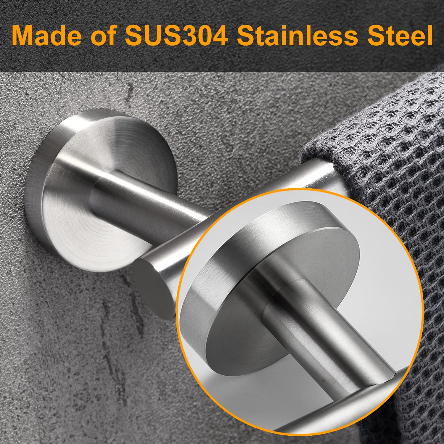 Nolimas brushed nickel towel bar with included mounting kit