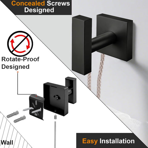 Nolimas easy-installation bathroom hooks with included hardware for quick setup.