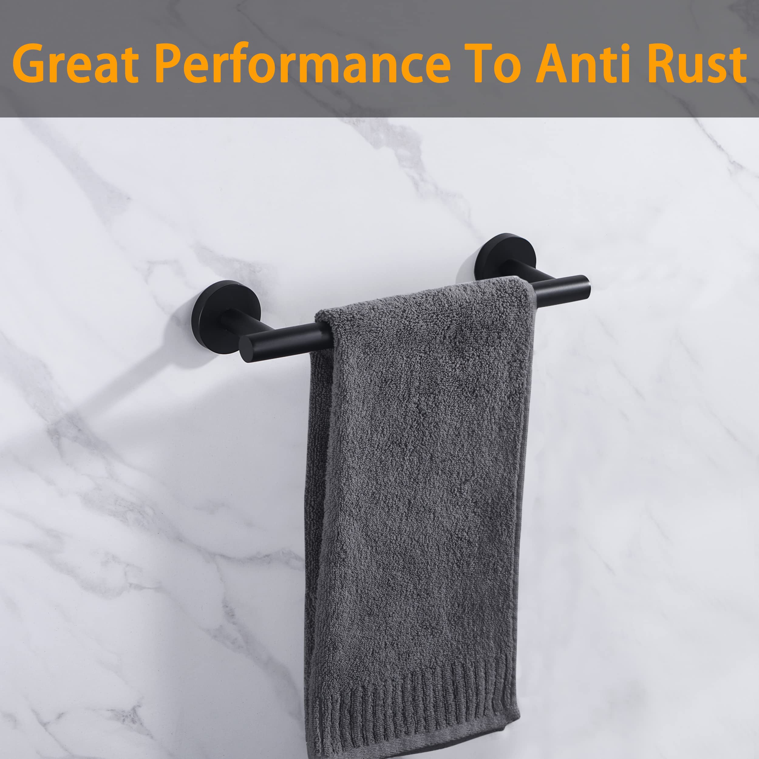 Nolimas smooth-edged matte black towel bar for safe daily use