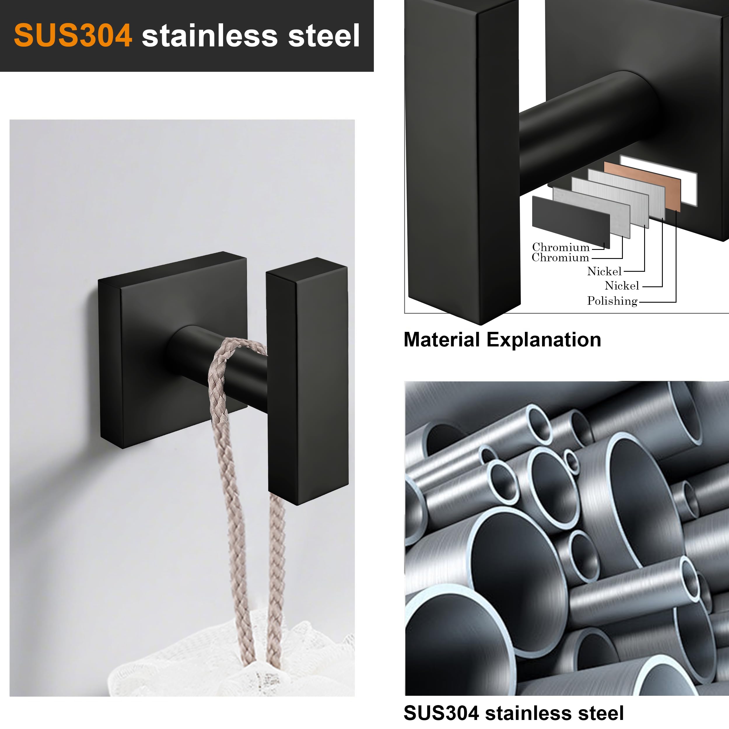 Nolimas square coat hooks for bathroom add modern style while organizing towels and coats.
