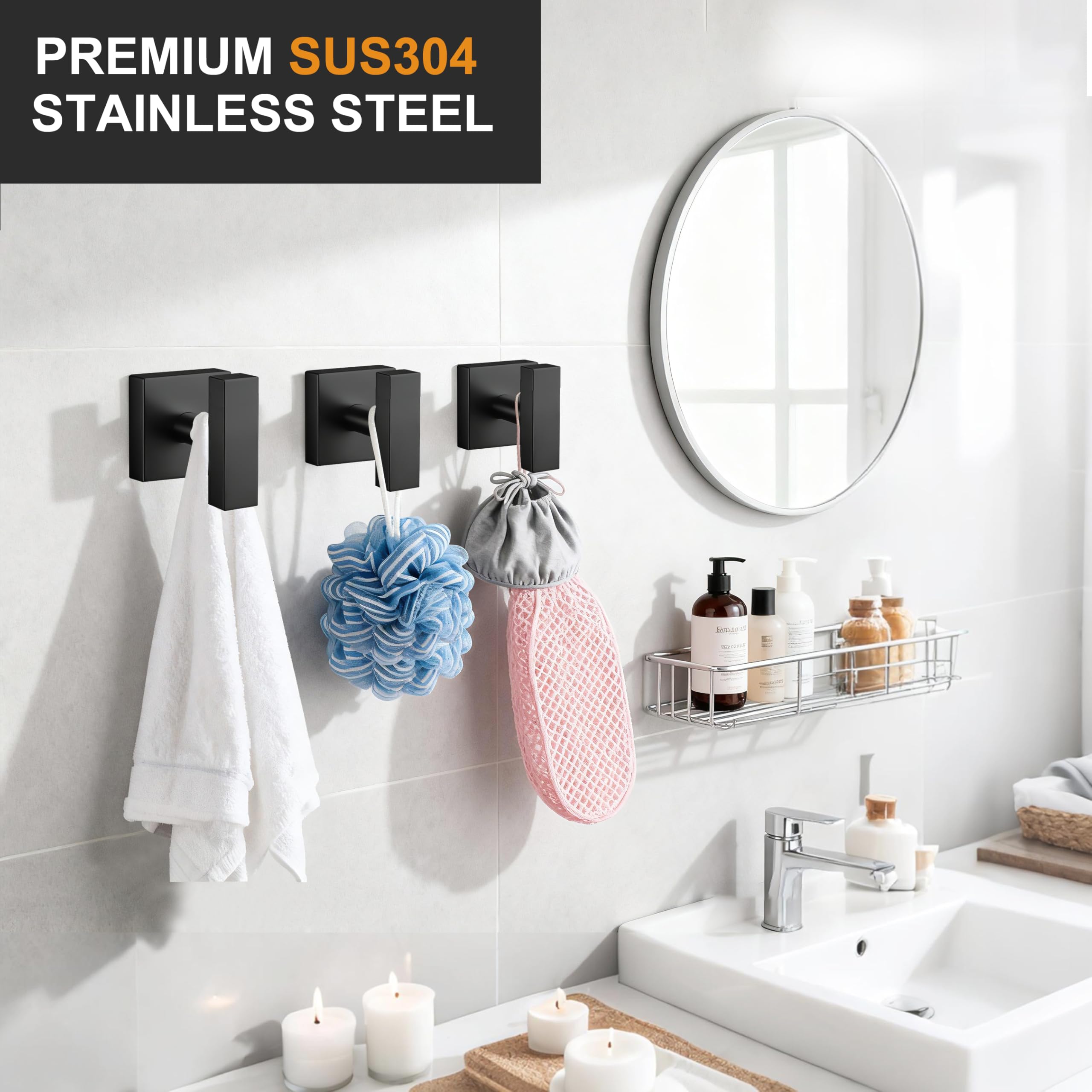 Nolimas SUS304 stainless steel towel hooks withstand moisture for long-lasting use.