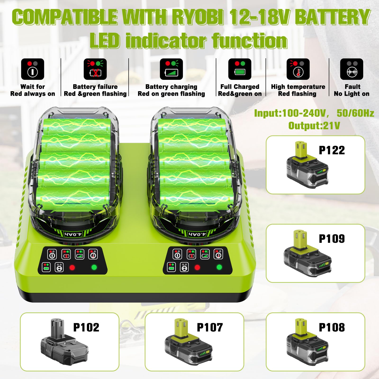 Nonbliep dual charger with two bays for simultaneous charging