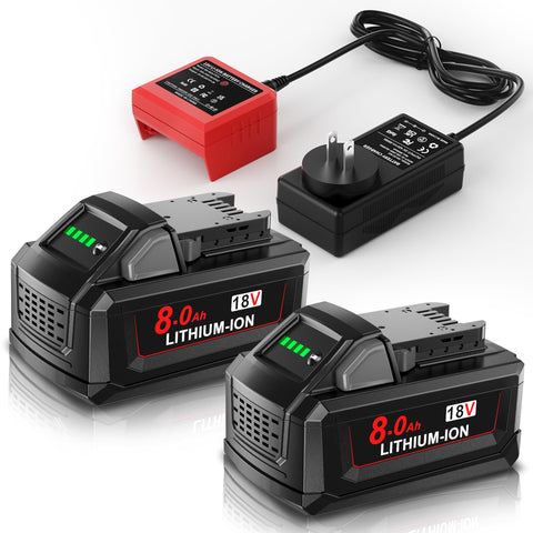 Nonbliep 2Pack 8.0Ah Milwaukee battery front view for reliable 18V power