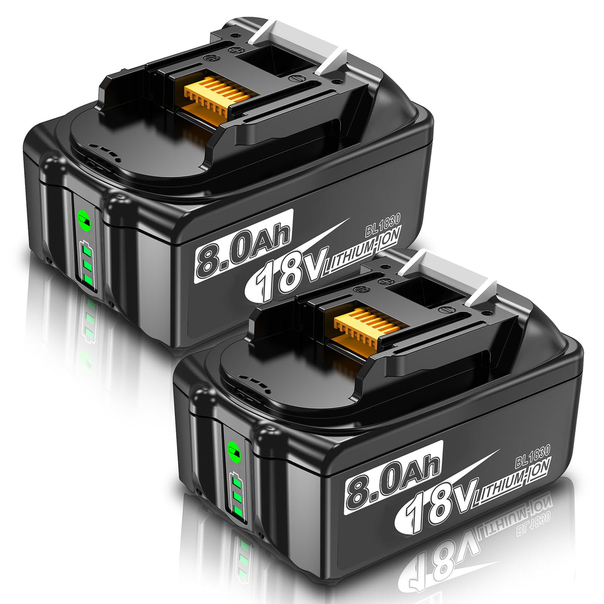 Nonbliep 2-pack upgraded 8.0Ah battery with LED indicators for charge status