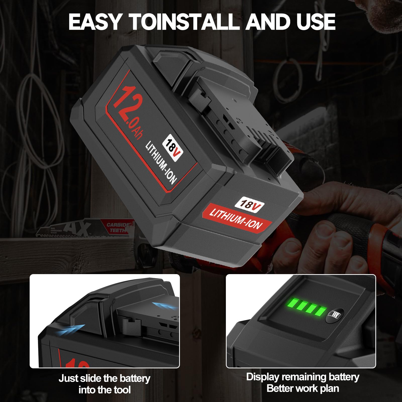 Nonbliep Milwaukee M18 battery pack packaging shows two pack option.
