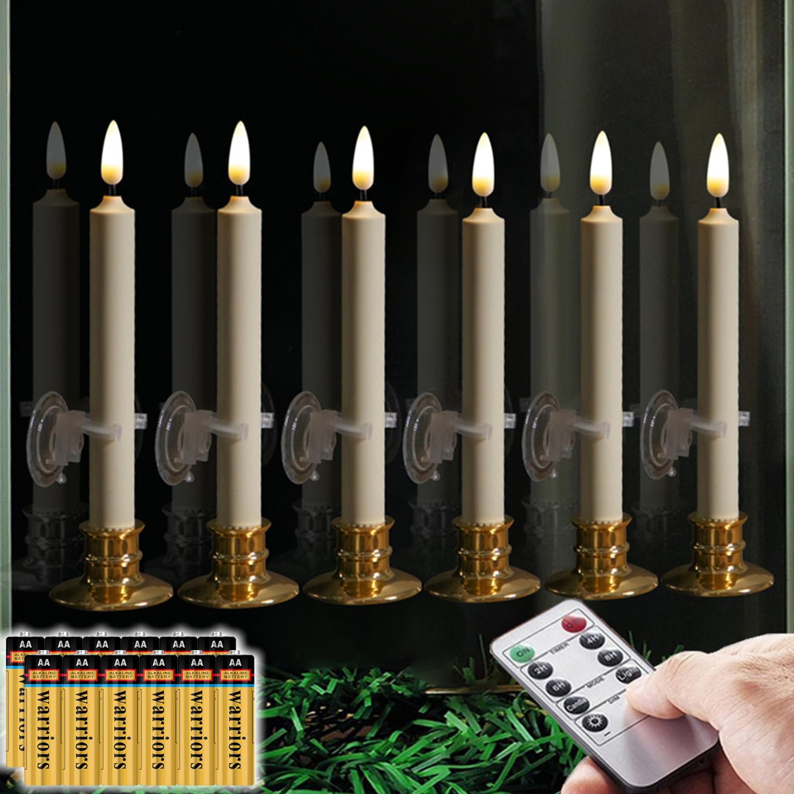 NONNO & ZGF flameless window candles front view with elegant holders