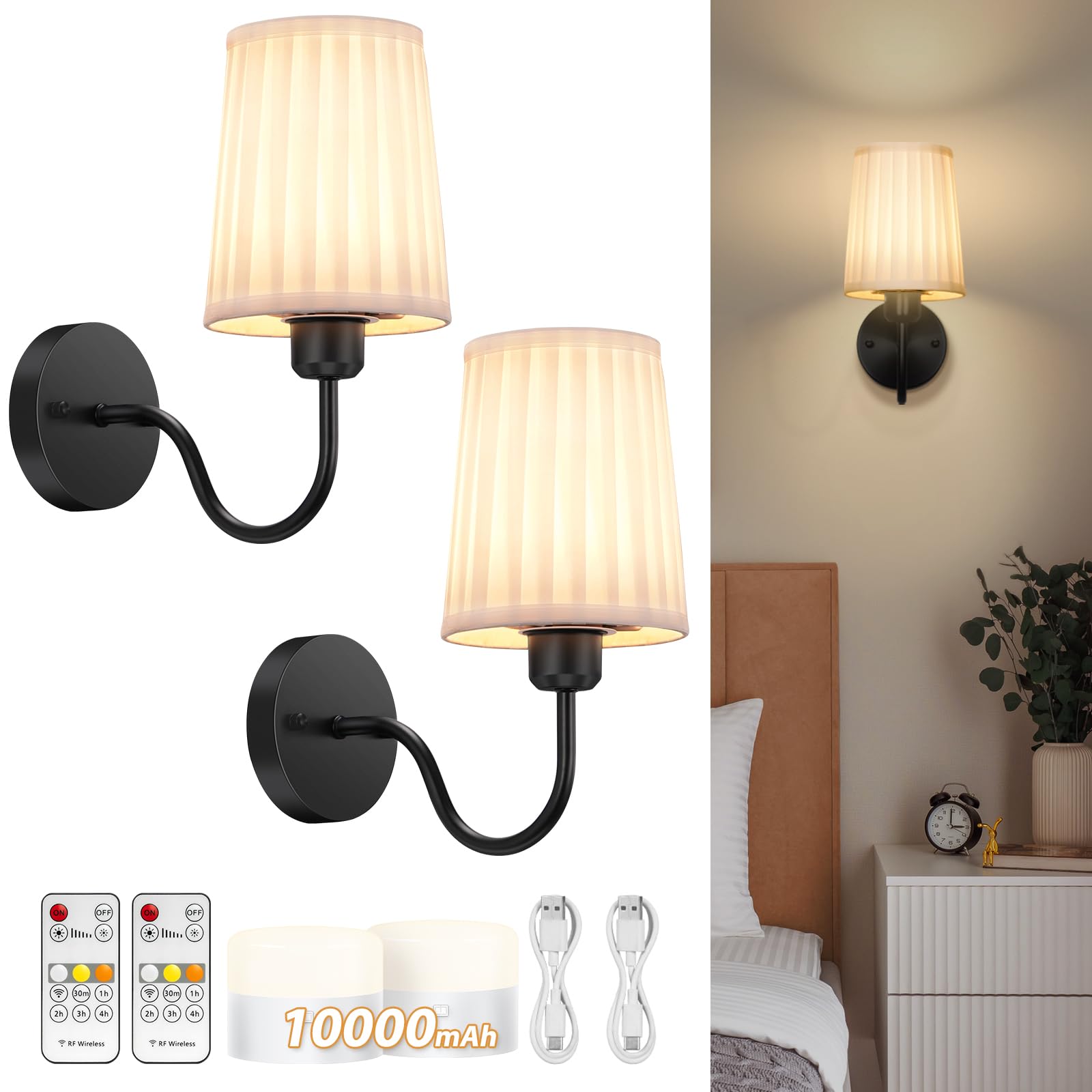 NookNova battery-operated wall sconce set 2 with magnetic LEDs for easy placement.