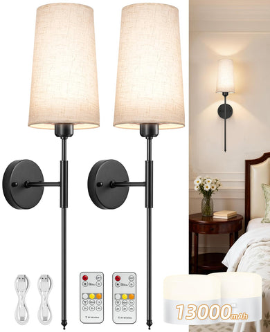 NookNova battery wall sconce pair on wall for stylish lighting