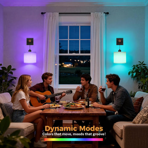 NookNova dimmable LED light with 15 color modes for mood lighting.