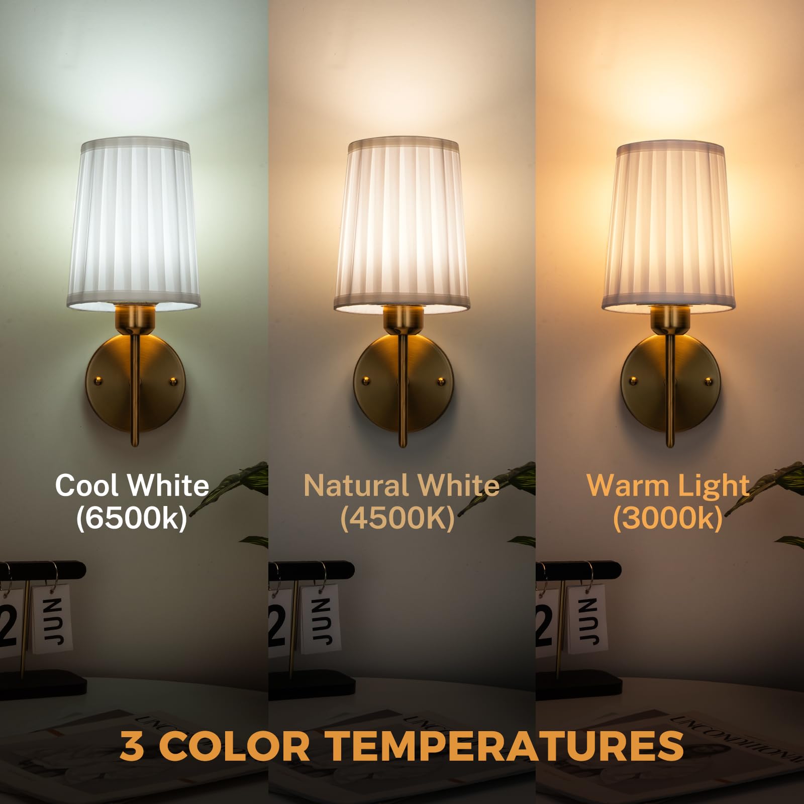 NookNova wall sconces demonstrating warm to cool white color temperature range