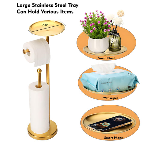 Noonext base design accommodates four extra rolls for backup toilet paper supply.