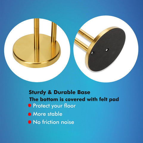 Noonext Gold toilet paper holder stand with felt base protects floors.