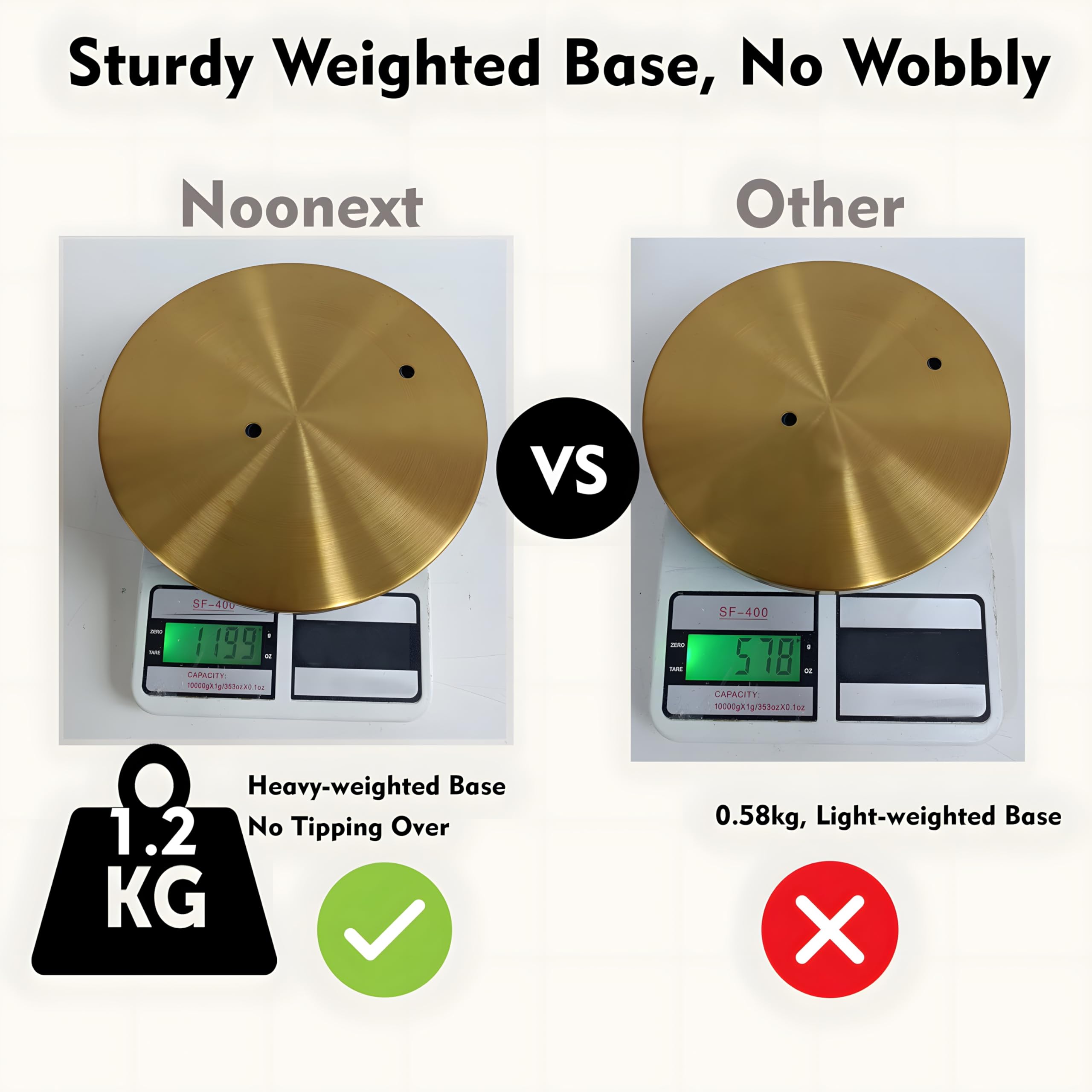 Noonext freestanding unit highlights the 7.8-inch tray-top for small items like phone or wipes.