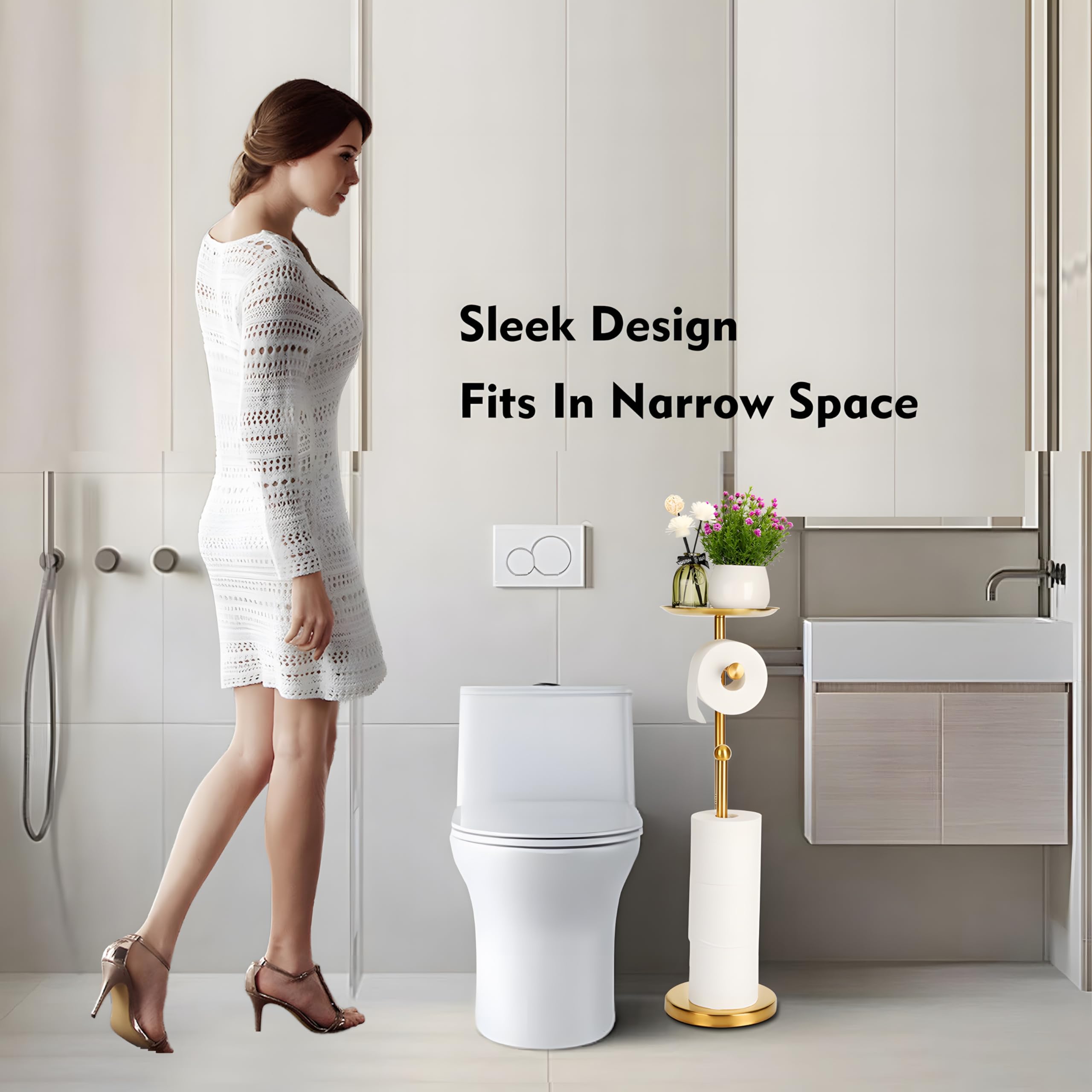Noonext brushed gold finish adds luxury to bathroom décor while staying durable.
