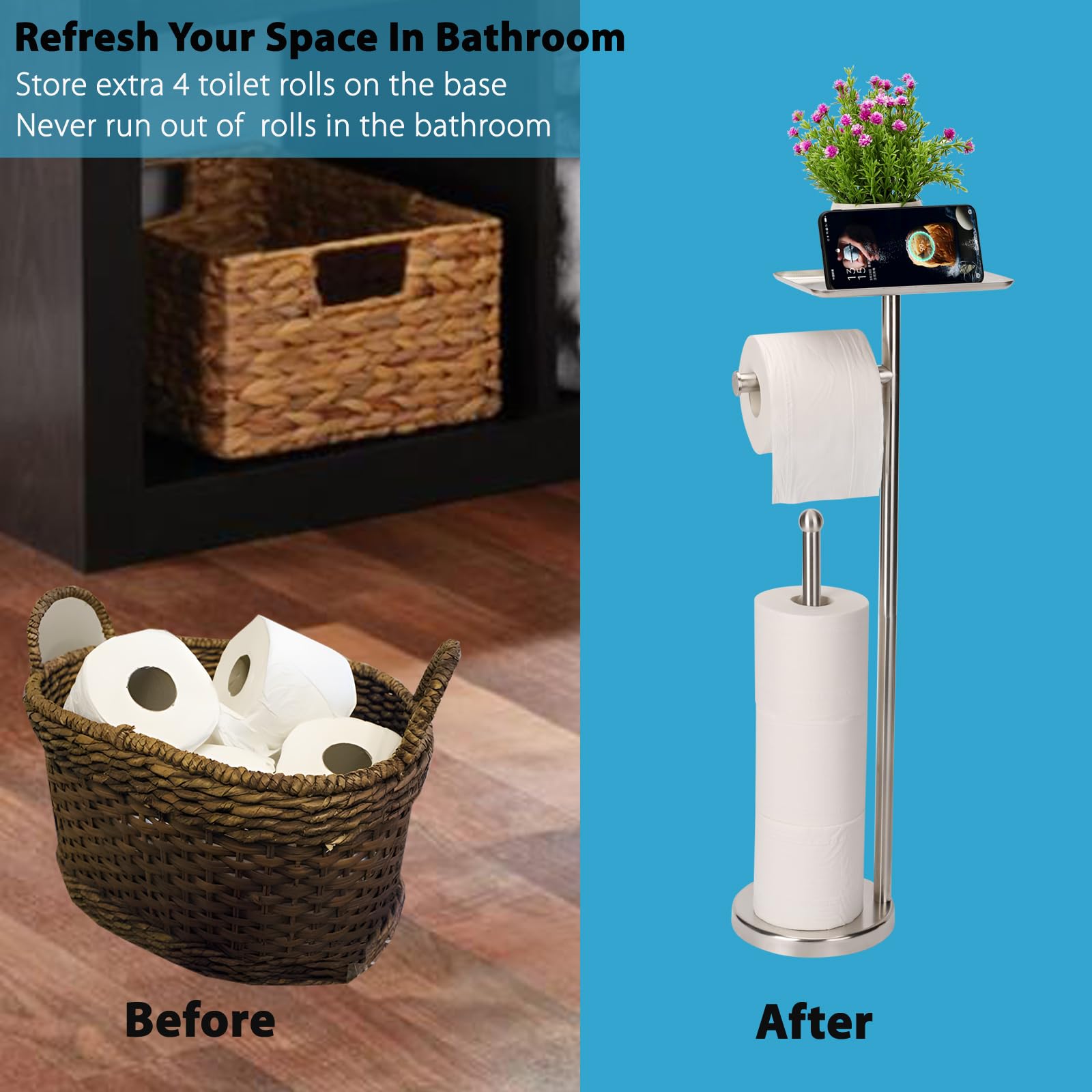 Noonext weighted base prevents tipping for bathroom stability