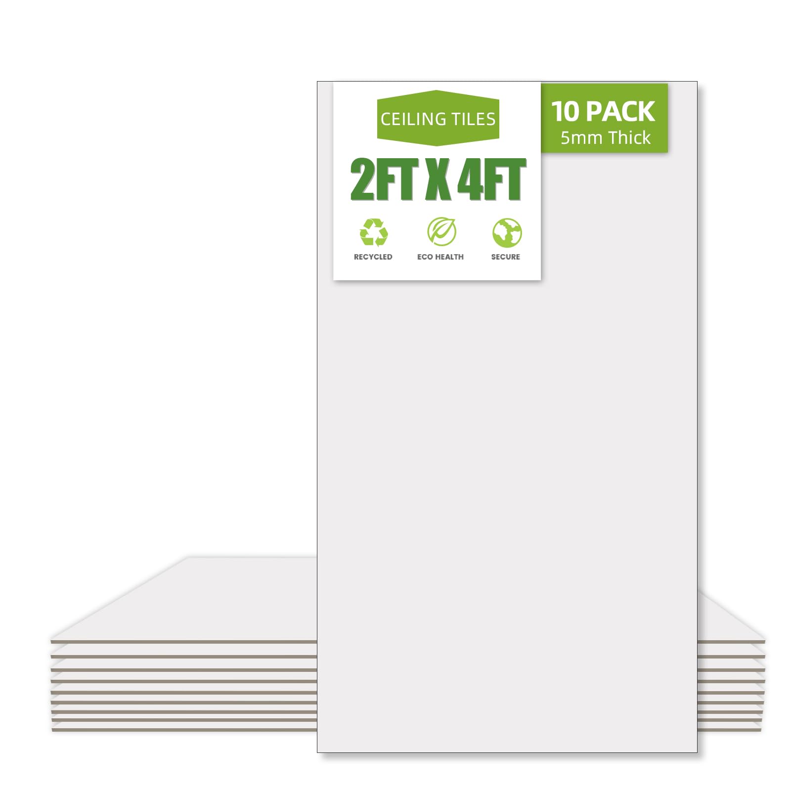 Noooza 2x4 drop ceiling tile, smooth white, waterproof and easy to clean for kitchens and offices.