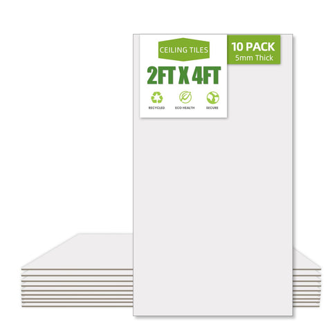 Noooza 2x4 drop ceiling tile, smooth white, waterproof and easy to clean for kitchens and offices.