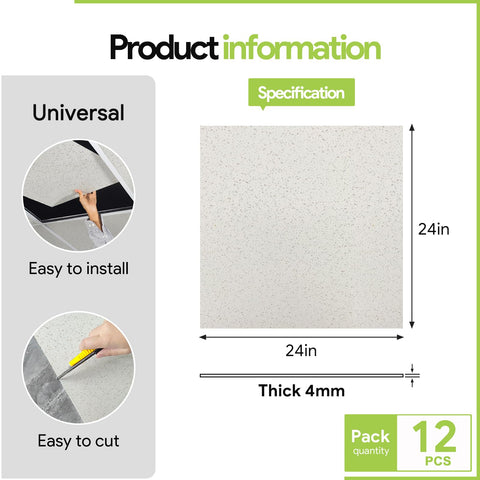 Noooza 12-tile pack covers 48 sq ft for a complete ceiling refresh.