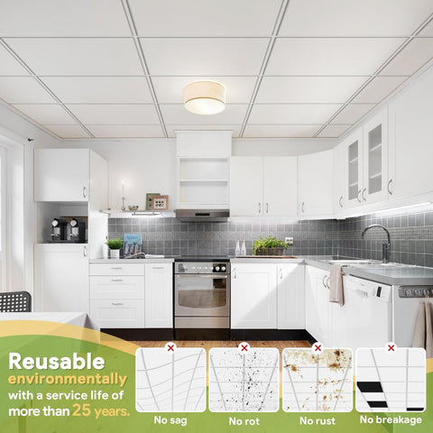 Noooza ceiling tile in grid-ready design, easy to cut to fit.
