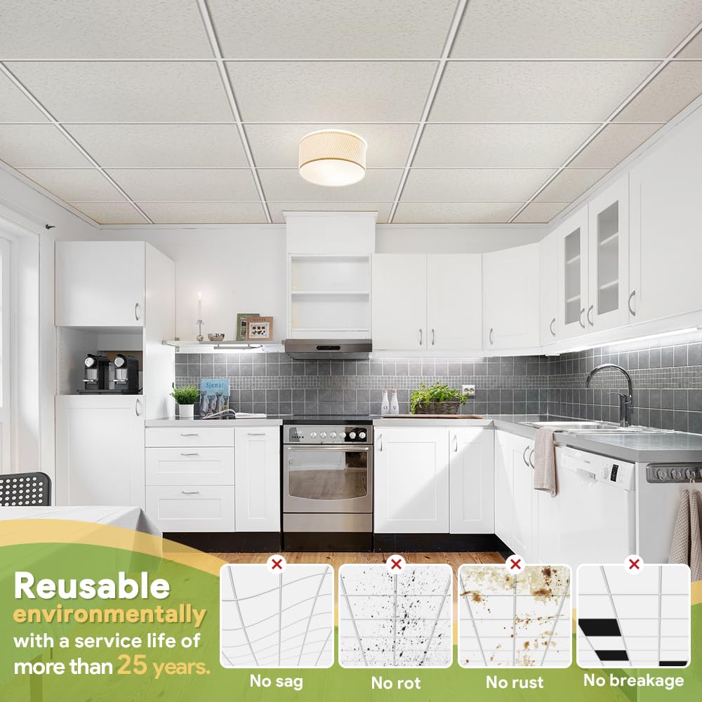 Noooza high-grade PVC ceiling tiles resist moisture and wear
