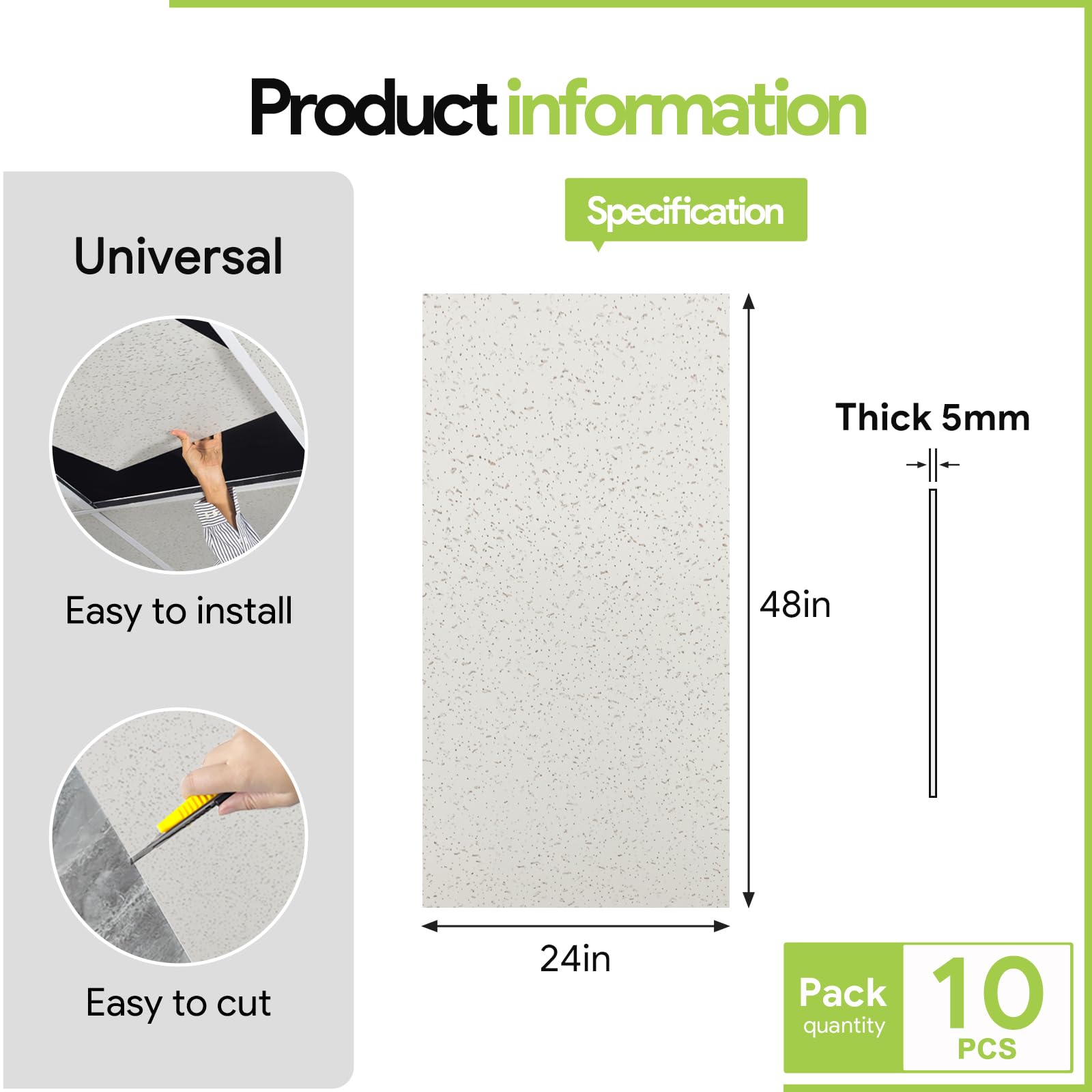 Noooza waterproof ceiling tile suitable for kitchens and bathrooms