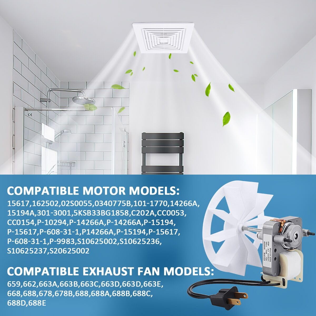 NOOTO 120V, 3000 RPM specification highlights solid performance for bathroom exhaust.