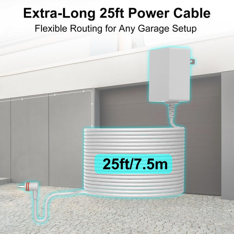 Nooukut extended 25ft cable offers flexible routing inside your garage.