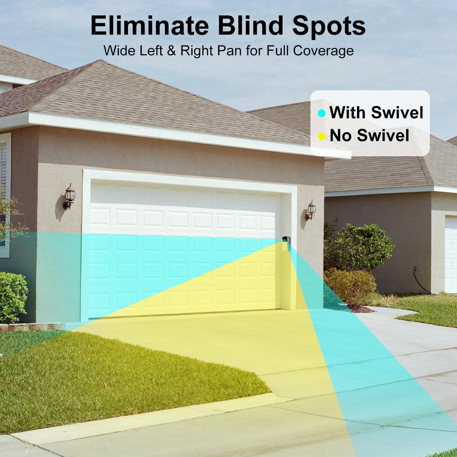 Nooukut adjustable swivel helps direct the view toward driveways and walkways.