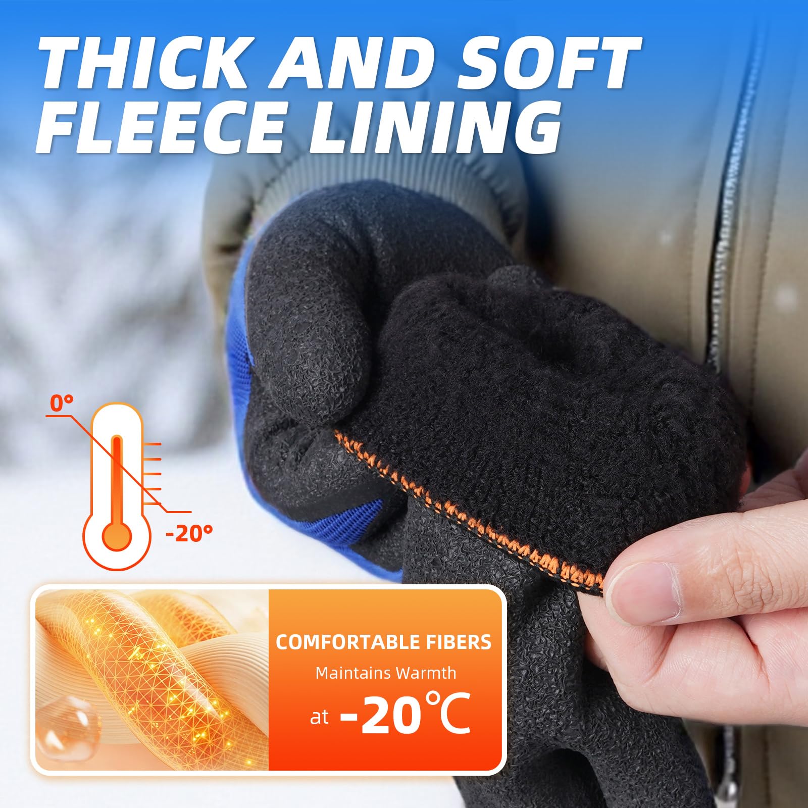 Nopaben insulated winter gloves with thick palm for a secure grip in cold weather.