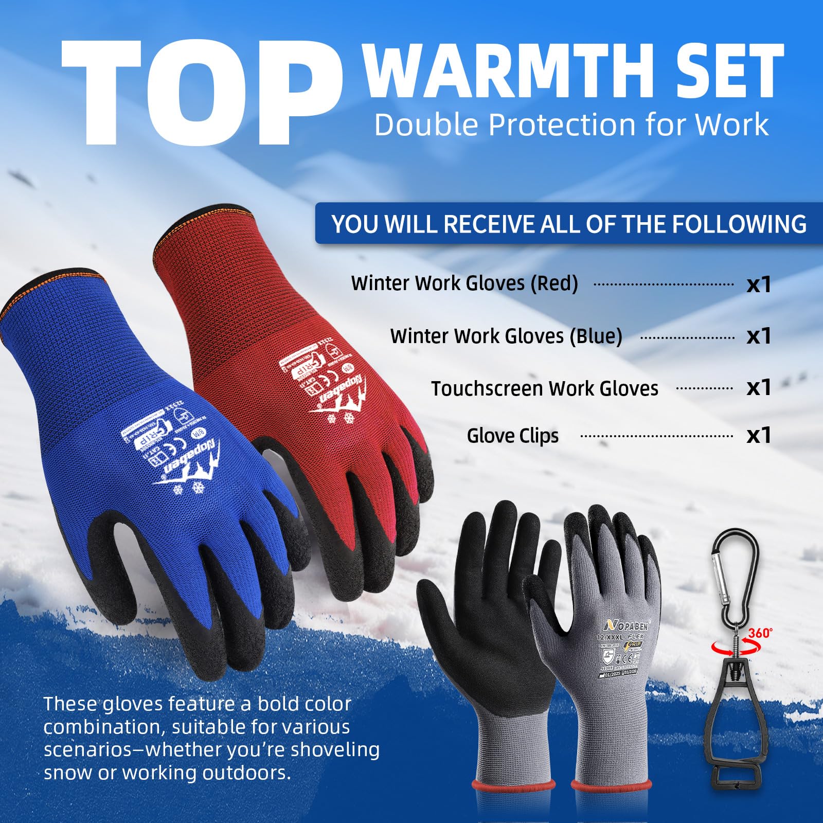 Nopaben winter gloves suitable for driving and grocery runs in cold weather.