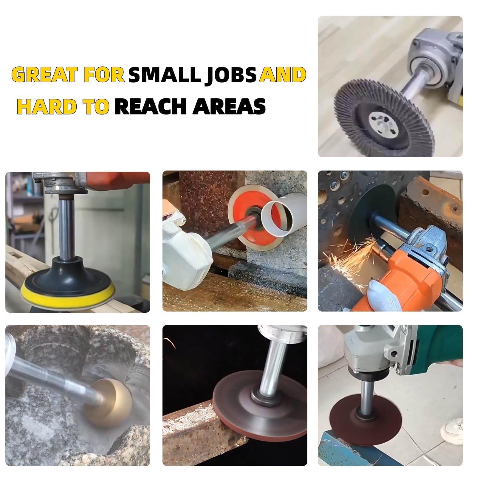 Nophike extension shaft demonstrates 5/8-11 thread compatibility across many tools.
