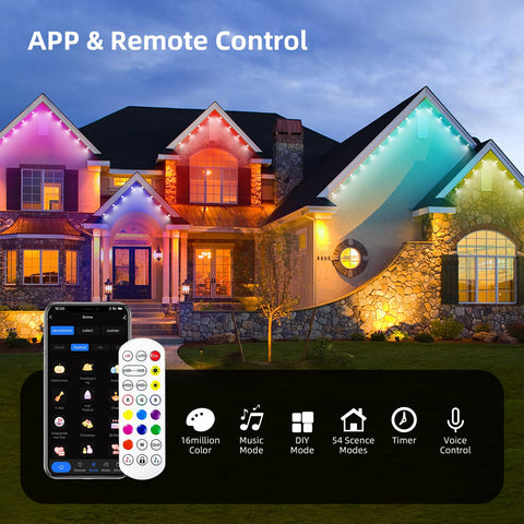 Nopoor eaves lights with 72 LEDs create vivid exterior accents