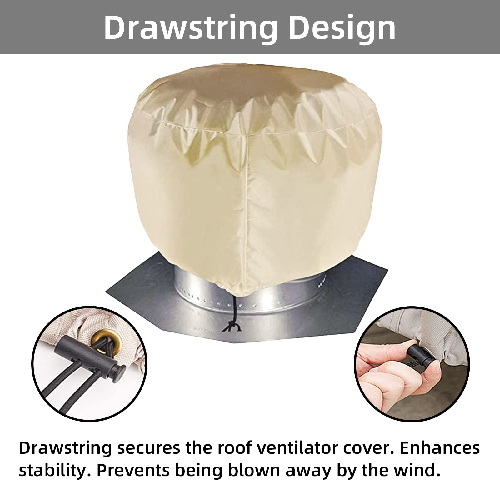 Nopwer easy-install vent cover with bottom drawstring for quick fitting