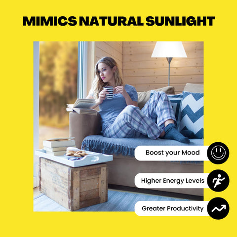 Norb Everyday Sun bulb glowing in a living room for bright, natural colors