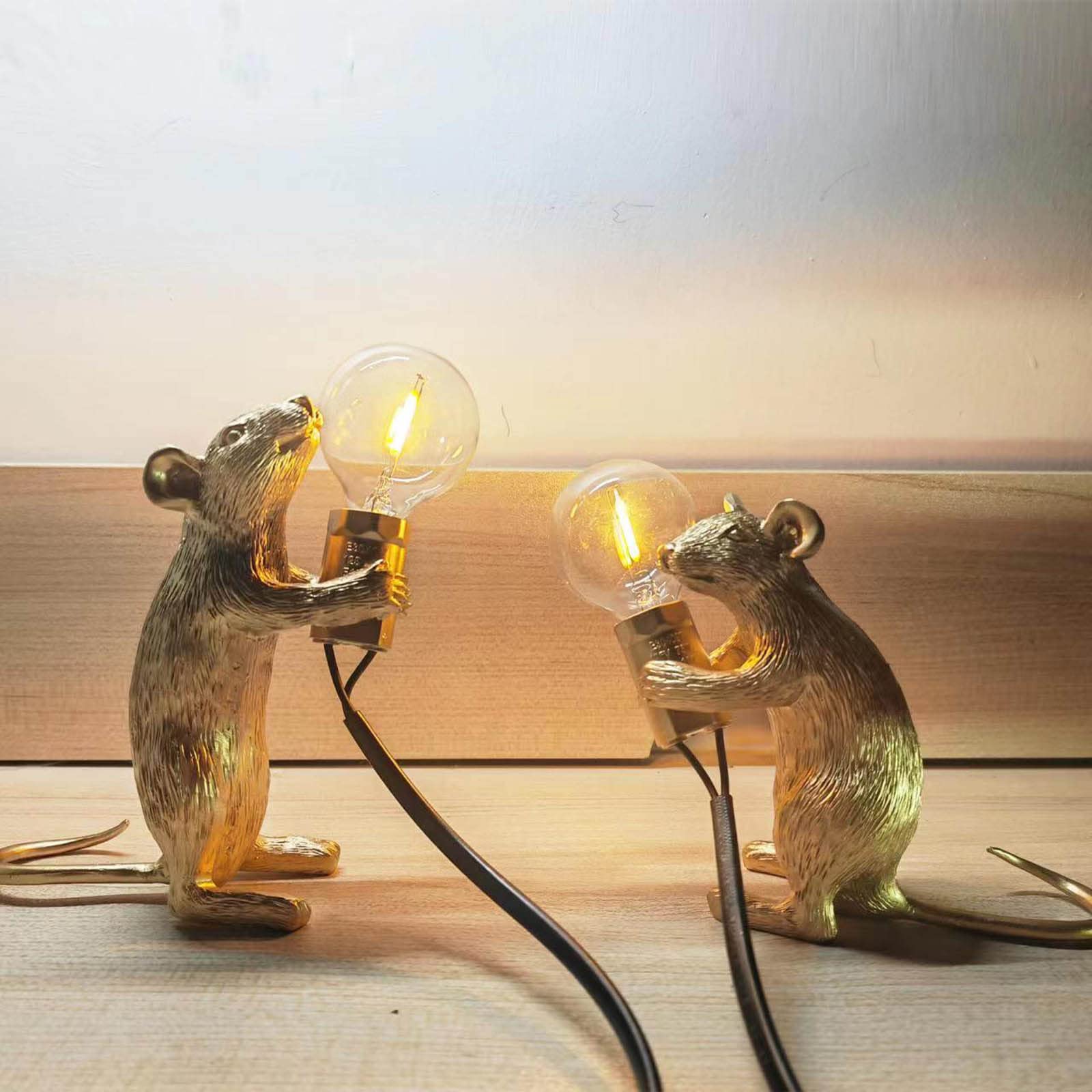 NorDiem mini mouse lamp on a study desk at night